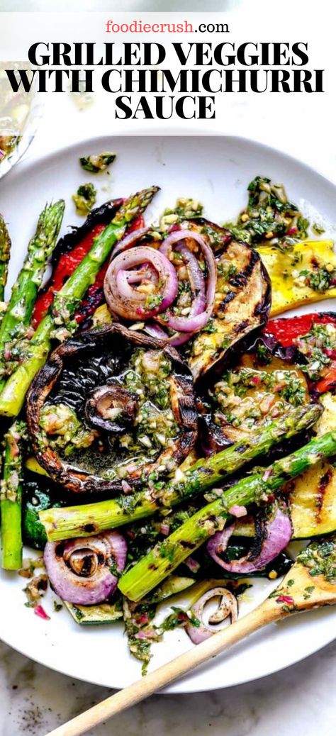 Vegetarian Grilling Recipes, Vegetarian Grilling, Recipes Sides, Chinese Kool, Grilling Recipes Sides, Vegetarian Side Dishes, Chimichurri Sauce, Grilled Veggies, Veggie Side Dishes