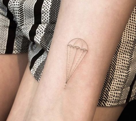 Parachute Tattoo, Tattoo Tree, Quill And Ink, Ankle Tattoos, Travel Collage, 3 Tattoo, Gorgeous Tattoos, Dainty Tattoos, Tattoos For Daughters