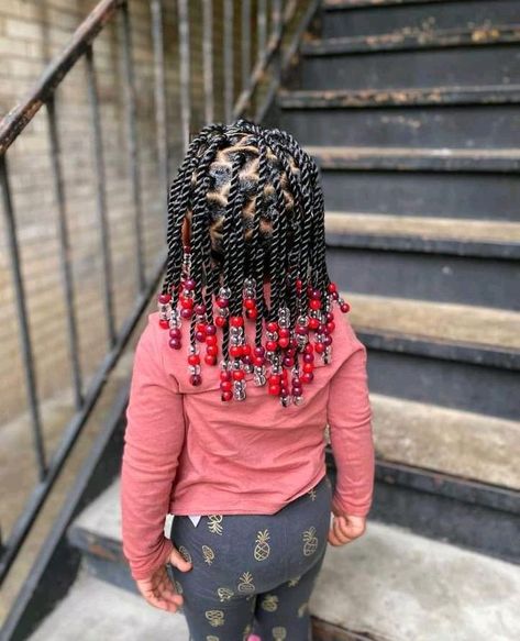 Kids Hairstyles Black Natural, Kids Hairstyles Black Natural Hair, Jumbo Knotless Braids With Beads, Hairstyles Black Natural Hair, Kids Hairstyles Black, Knotless Braids With Beads, Black Baby Girl Hairstyles, Jumbo Knotless