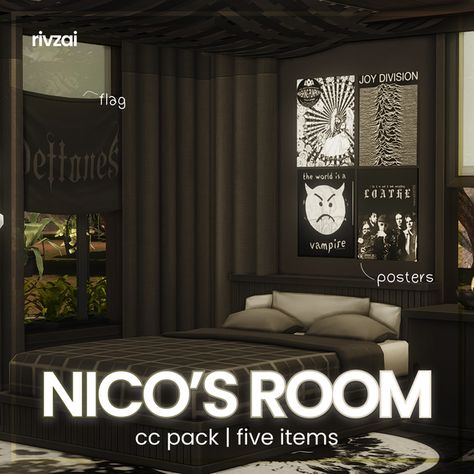 #sims4cc Cc Rooms Sims 4, Sims 4 Cc Men Room, Sims 4 Cc Male Bedroom, Room Sims 4 Cc Patreon, Emo Furniture Sims 4 Cc, Male Room Cc Sims 4, Grunge Sims 4 Cc Furniture, Sims 4 Cc Emo Room Decor, Sims 4 Cc Grunge Furniture