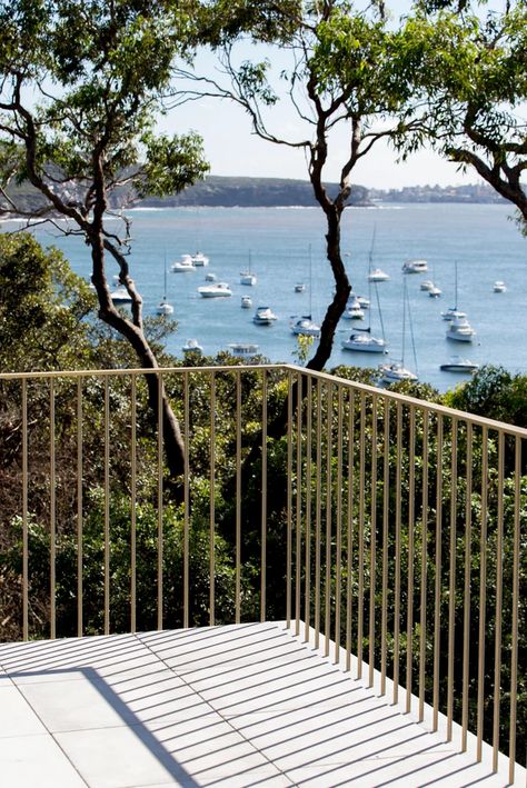 BALMORAL | POLLY HARBISON Upstairs Deck Ideas, Garage Fence, Balmoral House, Iron Railings Outdoor, Exterior Handrail, Balustrade Design, Steel Railing Design, Steel Balustrade, Terrace Garden Ideas