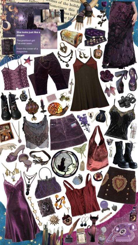 #whimsigoth #whimsigothic #shuffles #moodboard #aestheticmoodboard #outfitinspo #style #styleinspo #outfit #aestheticoutfit #beauty #outfitinsporation #styleinsporation Outfitinspo Style, Purple Black, Your Aesthetic, Energy, Collage, Purple, Beauty