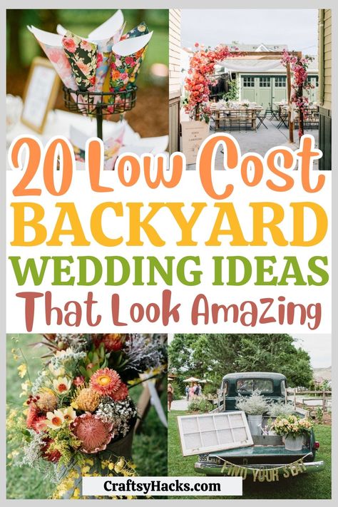 Backyard Wedding October, Wedding Diy Activities, Outside Home Wedding Ideas, Cheap Spring Wedding Ideas, Diy Wedding Backyard, Budget Garden Wedding, October Outdoor Wedding Ideas, Wedding Decoration Ideas At Home, Outdoor Ceremony Set Up