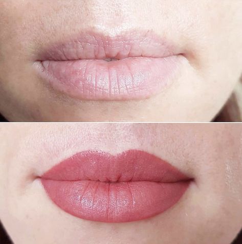 Lip Blush Tattoo Lip Blushing Ombre, Lip Tattoo Permanent Makeup, Shading Lips, Ombre Lip Blush, Permanent Lipstick Tattoo Lip Colors, Pmu Lips Permanent Makeup, Lip Pmu, Lip Blushing Tattoo, Permanent Lip Color