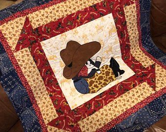 Quilt appliques patterns | Etsy Easy Bed, Cowboy Quilt, Western Quilts, Girl Quilts Patterns, Pony Gift, Horse Quilt, Appliqué Quilts, Farm Quilt, Cowboy Baby