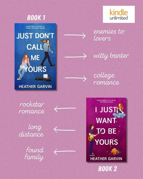 This duet 🫠 Read Just Don’t Call Me Yours on Kindle Unlimited now 💙 I Just Want To Be Yours comes out September 20th! 🩷 Read the Just Yours Duet if you like: 💙 enemies to lovers 🩷 witty banter 💙 he falls first 🩷 he falls harder 💙 dual pov 🩷 college romance 💙 rockstar romance 🩷 spice 💙 found family #romancebooks #romancereadersofinstagram #romancebookaddict #romancebookseries #rockstarromance #enemiestoloversromance #kindleunlimitedromance Mystery Romance Books, Enemies To Lovers Books, College Romance Books, Witty Banter, Rockstar Romance, Kindle Unlimited Books, Kindle Unlimited Romances, College Romance, Found Family