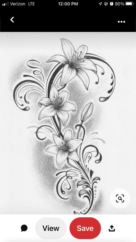 Floral Tattoo Designs For Women, Tato Joker, Arm Floral Tattoo, Lilly Tattoo, Pin Tattoo, Lillies Tattoo, Lily Tattoo Design, 50 Tattoo, Lily Flower Tattoos