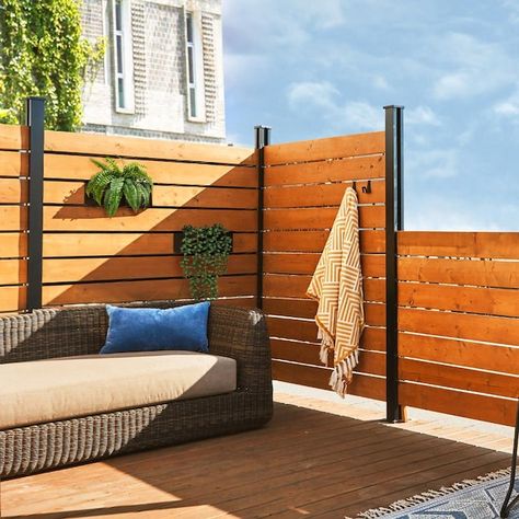 Hoft Solutions, Horizontal Deck Railing, Wood Deck Railing, Privacy Screen Deck, Aluminum Railing Deck, Outdoor Privacy Screen, Deck Privacy, Composite Decking Boards, Wood Railing