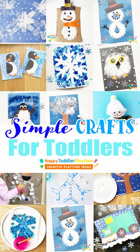 Simple Winter Crafts for Toddlers - Happy Toddler Playtime Winter Wonderland Activities Toddlers, Winter Painting Crafts For Kids, Winter Games For Toddlers, Toddler Winter Craft Ideas, Winter Childrens Crafts, December Crafts For Toddlers Simple, Mitten Craft For Toddlers, Color White Crafts For Toddlers, Winter Themed Crafts For Preschoolers