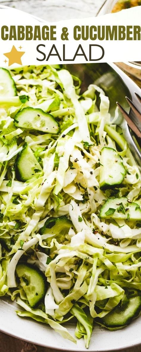 Cabbage Cucumber Salad is a classic salad recipe made with a homemade vinaigrette dressing and plenty of cool, crisp veggies. Easy and quick to make! 🥗 Cabbage Cucumber Salad, Homemade Vinaigrette Dressing, Cucumber Salad Dressing, Coleslaw Dressing Recipe, Homemade Vinaigrette, Air Fryer Recipes Appetizers, Healthy Sandwich Recipes, Cabbage Salad Recipes, Bbq Salads