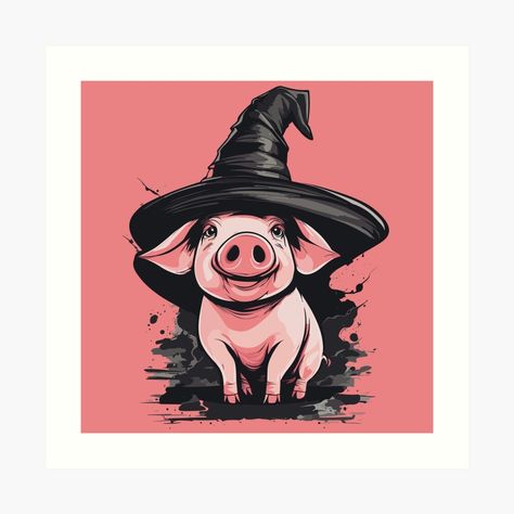 Get my art printed on awesome products. Support me at Redbubble #RBandME: https://www.redbubble.com/i/art-print/Pig-in-a-witch-hat-halloween-piggy-by-Niktarka/152524159.1G4ZT?asc=u Pig Halloween, Witch Hat Halloween, A Witch, Witch Hat, Tag Art, Wall Art Designs, Favorite Holiday, Cute Halloween, Pigs