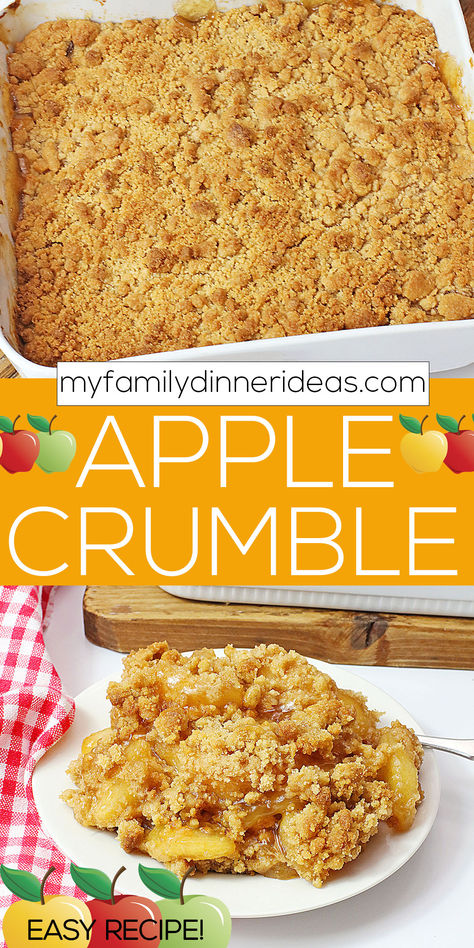 Easy recipe for Apple Crumble. My family's absolute favorite recipe for apple crumble, somuch easier to make than apple pie and the topping recipe os to die for! Easily made with canned pie filling. #applecrumble #applerecipe #snack #fallaesthetic #apple #food #yummy #brownsugar #dessert #appledessert #applecrisp Recipe For Apple Crumble, Baked Apple Crumble, The Best Apple Crumble, Best Apple Crumble Recipe, Easy Apple Crumble, Baked Cinnamon Apples, Muesli Recipe, Apple Crumble Recipe, Canned Apple Pie Filling