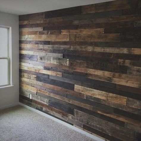 Pallet Accent Wall, Diy Pallet Wall, Diy Wood Wall, Diy Barn, Diy Wand, Wood Pallet Wall, Decor Ikea, Hemma Diy, Rustic Wood Walls