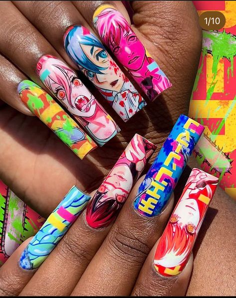 Anime Nail Ideas, Decal Nails, Man Nails, Japan Nail Art, Cartoon Nail Designs, Anime Nail, Character Design Art, Latest Nail Designs, Gel Toe Nails