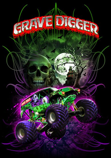 It's the black and green wrecking machine grave digger,  between grave digger and bigfoot those r the longest 2 monster trucks that r still around 2day Monster Truck Art, Monster Truck Jam, Big Monster Trucks, Monster Jam Party, Monster Truck Coloring Pages, Grave Digger, Monster Truck Party, Truck Coloring Pages, Monster Truck Birthday