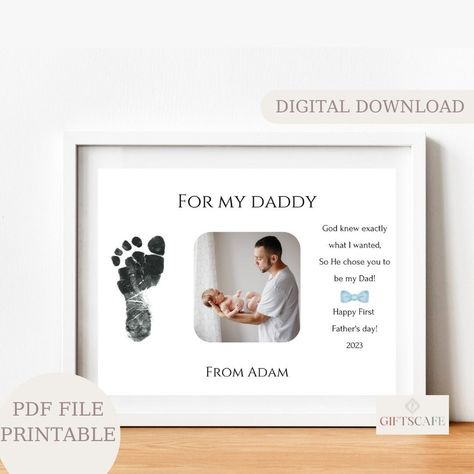 Newborn Footprint Art, Baby Footprint Kit, Newborn Footprints, Dad Poems, Baby Name Reveal, Fathers Day Poems, Diy Father's Day Crafts, Gift For New Dad, Café Design