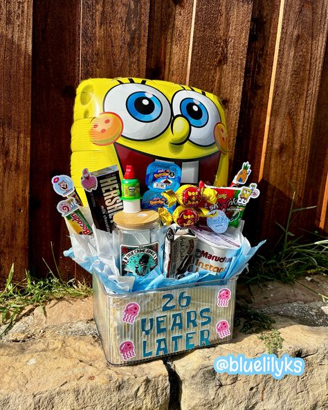 Spongebob theme gift arrangement now available!🍍 I loved making this gift arrangement specially because it was for my sister! I added her favorite candy, a custom cup, and even a maruchan!🍜 Gift something they’ll remember forever and order today!! We can do gift arrangement of any theme and add mostly everything!✨ Dm to order!🫶🏽 #spongebob #uniquegifts #giftarrangement #cup #candy #noodles #explorepage #fypage #custommade #perfectgift Spongebob Gift Basket, Spongebob Bouquet, Irish Cake, Spongebob Theme, Spongebob Halloween, Gift Arrangement, Spongebob Birthday, Halloween Baskets, Custom Cup