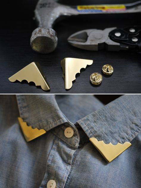 DIY: collar tips Warobe Ideas, Cheap Picture Frames, Diy Collar, Collar Tips, Collar Clips, Collar Pins, Soft Spot, Castiel, Look Vintage