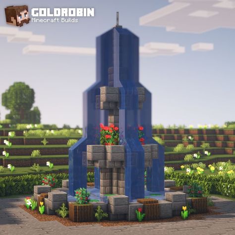 Minecraft Fountain Things To Built In Minecraft, Minecraft Monument Ideas, Minecraft Water Fountain, Minecraft Kale, Minecraft Fountain, Construction Minecraft, Minecraft Garden, Minecraft Decoration, Seni Resin