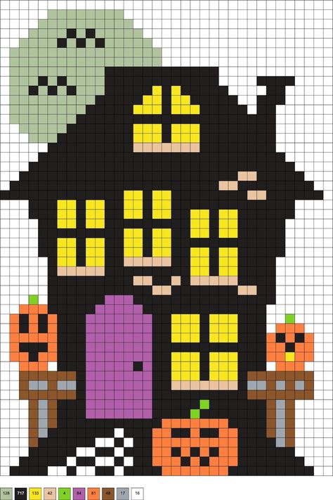 Get over 50 patterns for Halloween perler beads! There are a variety of hama bead patterns including pumpkins, witches, ghosts, bats, and more. Cross Stitches Patterns, Peeler Bead Halloween, Haunted House Pixel Art, Perler Beads Halloween Pattern, Halloween Fuse Bead Patterns, Halloween Hamma Beads Ideas, Hama Beads Halloween Pattern, Halloween Pixel Art Pattern, Halloween Hama Beads Patterns