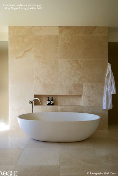 From ‘Luxe Redux’, a story in Vogue Living Jan/Feb 2012.    Photograph by Earl Carter. Modern Bathroom Art, Travertine Bathroom, Beige Bathroom, Stunning Bathrooms, Beige Marble, Trendy Bathroom, Dream Bathrooms, Marble Bathroom, Don't Settle