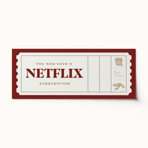 Minimalist Things, Gift Voucher Template, Custom Tickets, Netflix Gift Card, Netflix Subscription, Netflix Gift, One Ticket, Chop Chop, Copy Editing