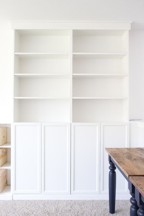 Diy Built Ins, Diy Built In Shelves, Billy Ikea, Closet Ikea, Ikea Built In, Billy Bookcases, Billy Bookcase Hack, Billy Regal, Ikea Bookcase