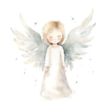 Angel Clipart, Watercolor Angel, Angel Illustration, Cute Angel, Baptism Cards, Angel Drawing, Illustration Noel, Angel Crafts, Christian Printables