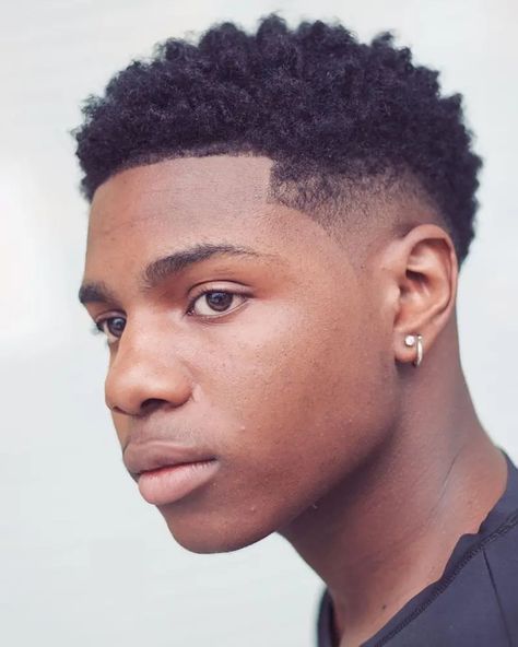 Drop Fade Haircuts: What They Are & The Best Versions For 2022 Blowout Afro, Afro Taper, Blowout Taper, Taper Fade Haircuts, Blowout Haircut, Black Haircut Styles, Fade Haircut Styles, Afro Fade, Black Haircut