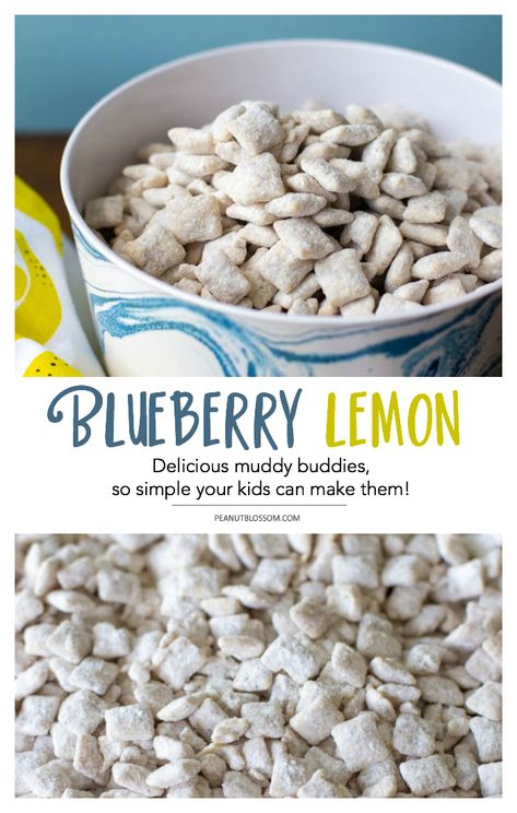 Lemon Muddy Buddies, Lemon Puppy Chow, Chex Muddy Buddies Recipe, Lemon And White Chocolate, Chex Muddy Buddies, Sweet Chex, Puppy Chow Chex Mix Recipe, Chex Mix Puppy Chow, Muddy Buddies Recipe