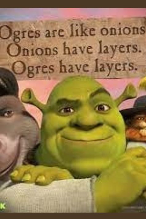 Even Shrek knew the importance of understanding the complex layers we all have. I recommend you and Shrek grab a copy of Blooming Onion to uncover those deep layers and the wonderful person inside! www.journeyforgrowth.com/shop #journeyforgrowth #bloomingonion #Shrek #motivationalmonday Blooming Onion, Shrek, Onions