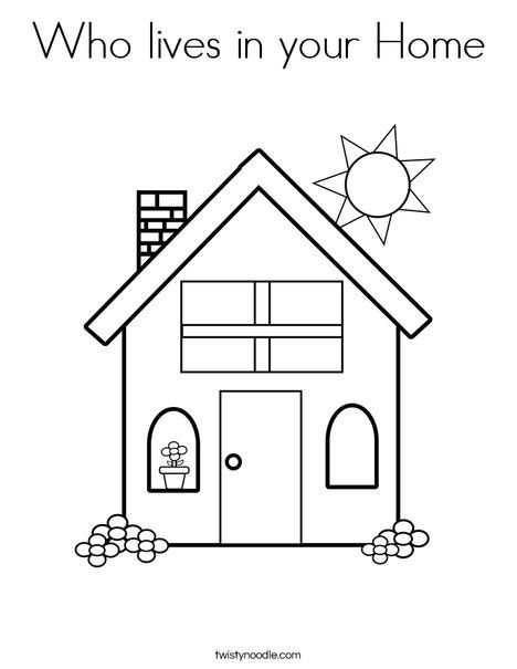 the BEST site for customizing coloring sheets and templates for activites, can also make tracer pages. Family Coloring Pages, Twisty Noodle, House Colouring Pages, Preschool Coloring Pages, House Template, Holiday Lettering, Home Themes, Family Theme, Family Coloring