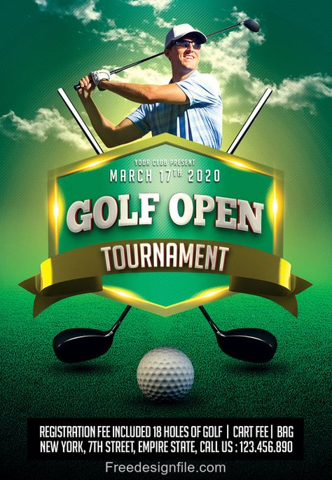 Golf Tournament PSD Flyer Template Golf Poster Design, Golf Tournament Flyer, Birthday Card Template Free, Free Download Pictures, 2024 Inspiration, Golf Poster, Powerpoint Free, Golf Outing, Golf Design