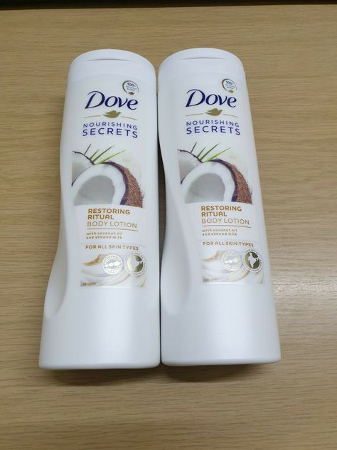 2 X Dove Nourishing Secrets - Restoring Ritual Body Lotion 400ml  With coconut oil and almond milk  FOR ALL SKIN TYPES  STUNNING PRICE JUST £10.49 Delivered Free To Your Door WOW!!! Dove Body Lotion, Dove Lotion, Dove Body Love, Almond Lotion, Dove Nourishing Secrets, Birthday Money Gifts, Shimmer Lotion, Dove Shampoo, Body Lotion For Dry Skin