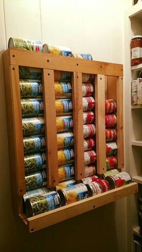 Storing Canned Goods, Canned Good Storage, Canned Food Storage, Canned Goods, Home Office Inspiration, Kitchen Pantry Design, Storage Tips, Pantry Design, Pantry Storage