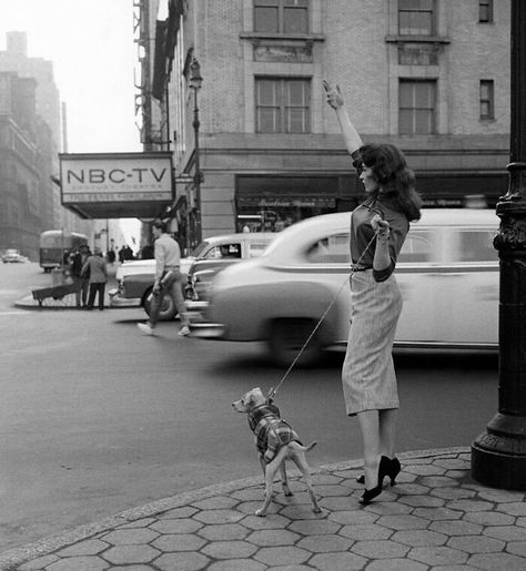 Woman Hailing A Cab In New York City, 1956 New York Vintage, I'm With The Band, Foto Vintage, Vintage New York, Manhattan New York, New York Street, Bw Photo, Time Capsule, Carpe Diem