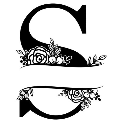 S Alphabet Design, S Tattoo Design, Letter S Calligraphy, Lettering S, S Font, Floral Monogram Letter, Monogram Letter S, Tattoo Lettering Design, Flower Monogram