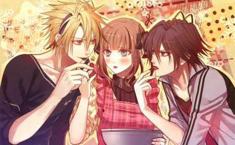 Tags: IDEA FACTORY, Hanamura Mai, Official Art, AMNESIA, Shin (AMNESIA), Toma (AMNESIA), Heroine (AMNESIA) Toma Amnesia, Amnesia Shin, Amnesia Memories, Kamigami No Asobi, Amnesia Anime, Drama Games, Vampire Costume, Hippie Costume, Happy Valentine's Day