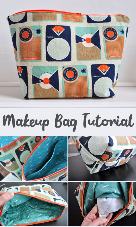 DIY Easy Makeup Bag | Cosmetic Pouch. Free Sewing Pattern & Tutorial.  Step by Step Sewing Easy Cosmetic Bag Pattern, Box Makeup Bag Pattern, Easy Makeup Bag Sewing Pattern, Quilted Makeup Bag Tutorial, Makeup Bag Sewing Tutorial, Free Makeup Bag Sewing Pattern, Makeup Pouch Sewing Pattern, Makeup Bag Free Pattern, Makeup Bag Pattern Free