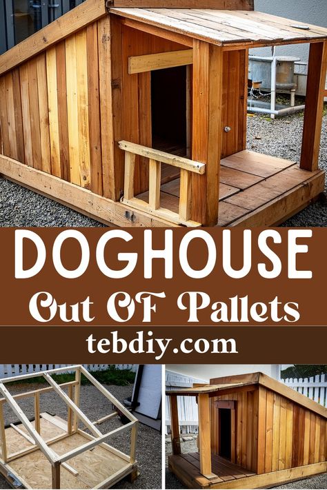 How To DIY Pallet Dog House Inexpensive or Free! Diy Dog Kennel Outdoor Pallets, 2x4 Dog House, Diy Winter Dog House Outdoor, Two Story Dog House Diy, Insulated Dog House Diy How To Build, Diy Outside Dog Kennel, How To Build Dog House, Small Dog House Outdoor, Dog House Building Plans