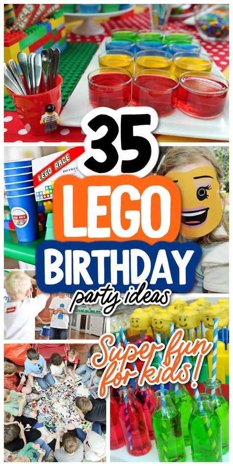 35 LEGO Themed Birthday Party Ideas Lego Kids Birthday Party, Birthday Party Ideas For 6 Year Boy, 8 Year Birthday Party Theme, Birthday Ideas For 6 Year Boy, Boys 5th Birthday Party Ideas Themes, Sixth Birthday Theme Boy, Lego Cupcakes For Boys, Boys 6th Birthday Party Ideas Themes, Lego Birthday Cake For Boys