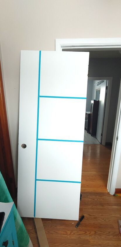 We love this modern door upcycle idea you can do on a budget. Check out this pantry door makeover idea. Luan Door Makeover, Door Vinyl Design, Old Door Makeover, Hollow Core Door Makeover Diy, Pantry Door Makeover, Door Upcycle, Hollow Core Door Makeover, Door And Trim Paint, Painted Pantry Doors