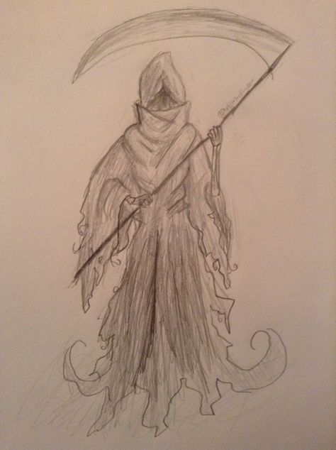 Grim Reaper doodle, because why not? By: Puddles-of-Water Grim Reaper Doodle, Reaper Doodle, Reaper Drawing, Drawing Stuff, Pencil Art Drawings, Sketches Easy, Grim Reaper, Pencil Art, Art Tattoo