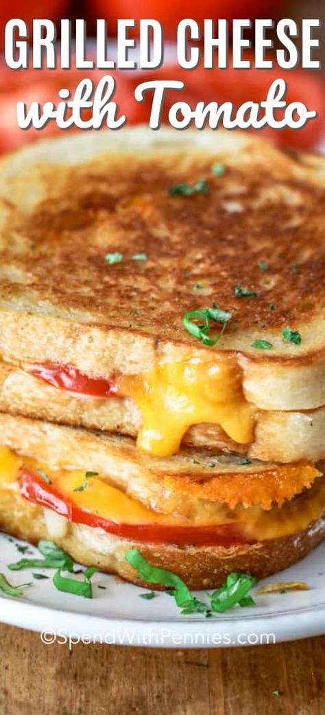 Grilled cheese sandwiches are great whether served for lunch, dinner or just a snack! This grilled cheese with tomato takes comfort food one step further. It's an easy recipe combining your favorite bread with 2 types of cheese and tomatoes and grilling until golden brown! #spendwithpennies #grilledcheesewithtomato #grilledcheese #sandwich #comfortfood #kidfriendly Tomato Grilled Cheese Sandwiches, Grilled Cheese Tomato Sandwich, Cheese And Tomato Sandwich, Tomato Grilled Cheese, Grilled Cheese Rolls, Soft Sourdough Bread, Grilled Mac And Cheese, Cheese With Tomato, Grilled Cheese With Tomato