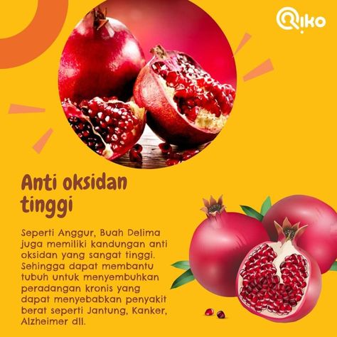 Fun Fact Buah Delima ke-5 :
Mengandung serat tinggi

Selain antioksidan, kandungan serat dalam buah delima juga sangat tinggi. Satu buah delima bahkan dapat memenuhi 45% kebutuhan serat tubuh. Buah Delima, Fun Fact, Fun Facts, Quotes, Quick Saves