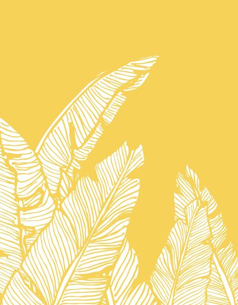 Hand-drawn banana leaves, turn into a vector illustration on soft yellow background. From ink pen hand drawing by DesigndN. Banana Leaf Illustration, Yellow Banana, Leaf Illustration, Leaf Drawing, Banana Leaves, Deco Floral, Yellow Aesthetic, Art Print Poster, Banana Leaf