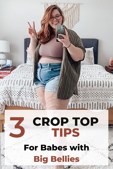 plus size crop top How To Style Crop Tops, Big Belly Outfits Plus Size, Plus Size Crop Top Outfit, Plus Size Crop Top, Glasses Outfit, Plus Size Crop Tops, Plus Size Stores, Wear Crop Top, Queen Size Bed