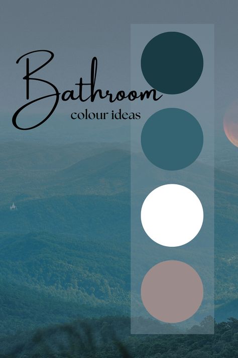 Bathroom colour ideas- guest bathroom colour ideas. Mountain theme. Forest theme. Bold colour choices. Blue And Green Bathroom Decor, Blue Spa Bathroom, Blue Themed Bathroom, Bathroom Theme Ideas Color Schemes, Calming Bathroom Ideas, Bathroom Colour Ideas, Guest Bathroom Colors, Blue Brown Bathroom, Blue And Green Bathroom