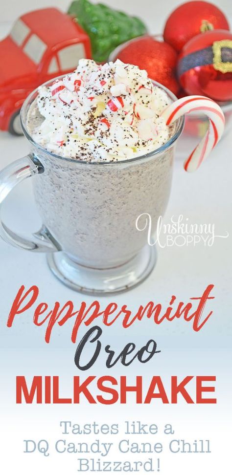 Copycat Dairy Queen, Homemade Milkshake Recipe, Blizzard Recipe, Peppermint Shake, Peppermint Milkshake, Oreo Milkshake Recipe, Milkshake Recipe Easy, Homemade Milkshake, Oreo Shake