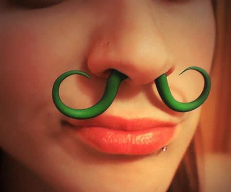 I don't think I could get away with this as a septum ring, but boy is it amazing! Septum Mustache, Piercing Nose, Septum Jewelry, Septum Piercing, Body Modifications, Piercing Tattoo, Body Mods, Nose Piercing, Piercing Jewelry